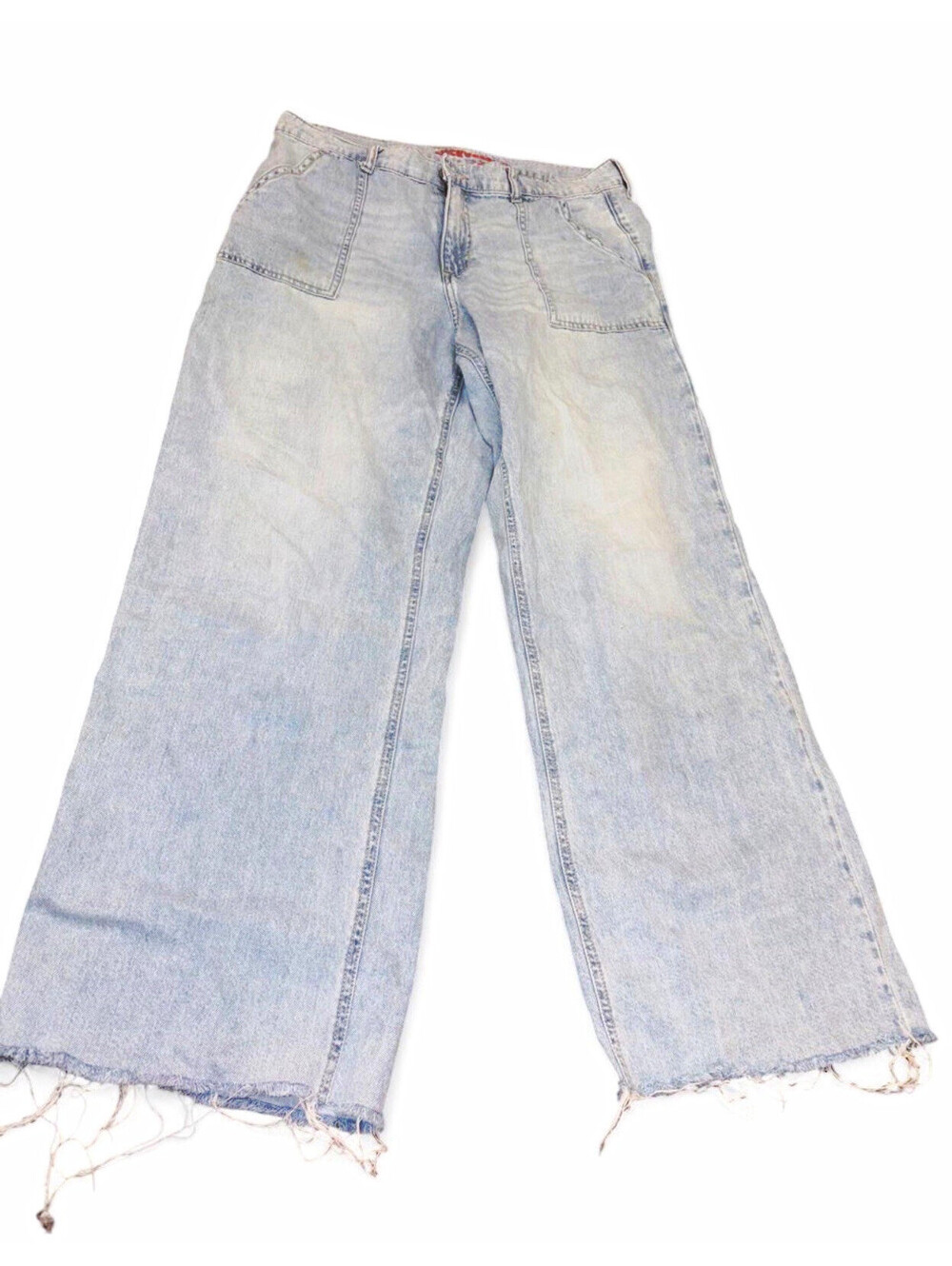 Lucky Brand Women's Wide-Leg Jeans Light Wash Blue Denim 5-Pocket Zip Logo